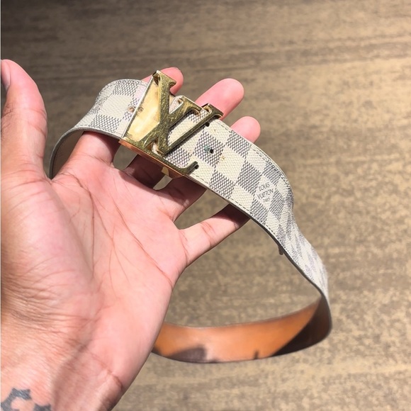 Louis Vuitton Damier Azur Belt – Gold LV Buckle – Men’s Size 90/36 - Picture 1 of 7